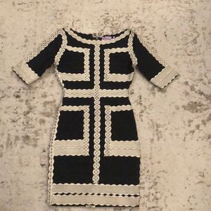 Herve Leger black and white block bandage dress